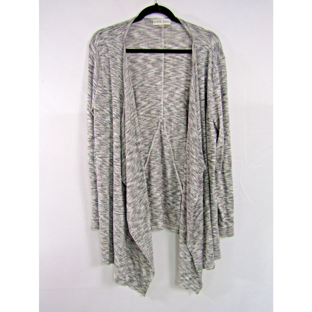 Knox Rose‎ Rayon Heather Gray Komino Sweater sz L Wrap Cardigan Coastal Nautical